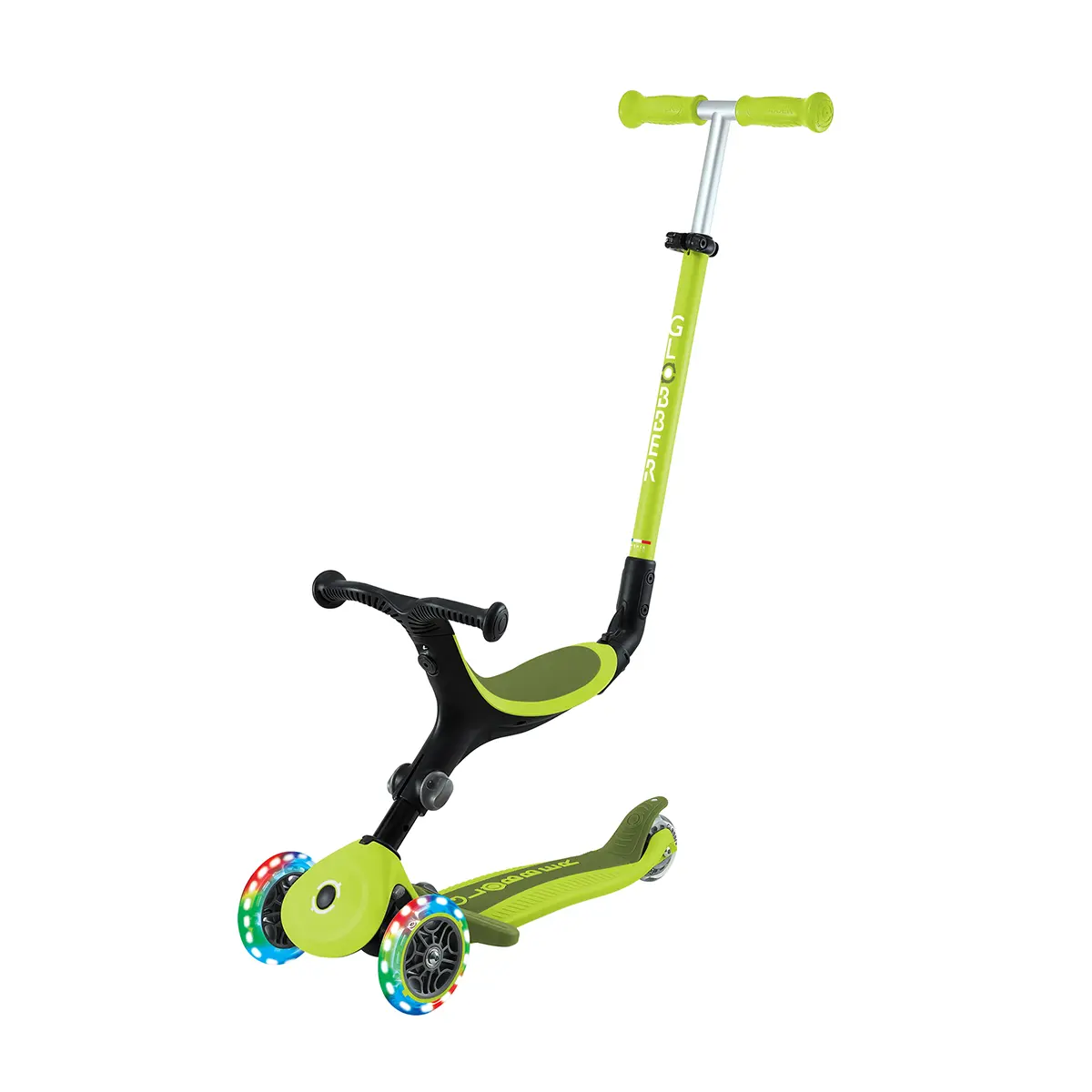 Globber Roller Go-Up Active Lights mit Leuchtrollen – lime grün-grün, 15M-3J