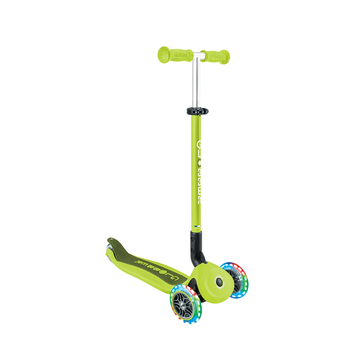 Globber Roller Go-Up Active Lights mit Leuchtrollen – lime grün-grün, 15M-3J