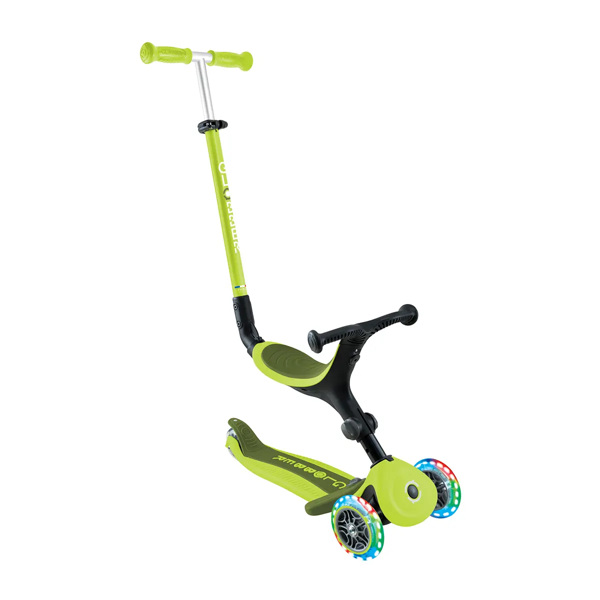 Globber Roller Go-Up Active Lights mit Leuchtrollen – lime grün-grün, 15M-3J