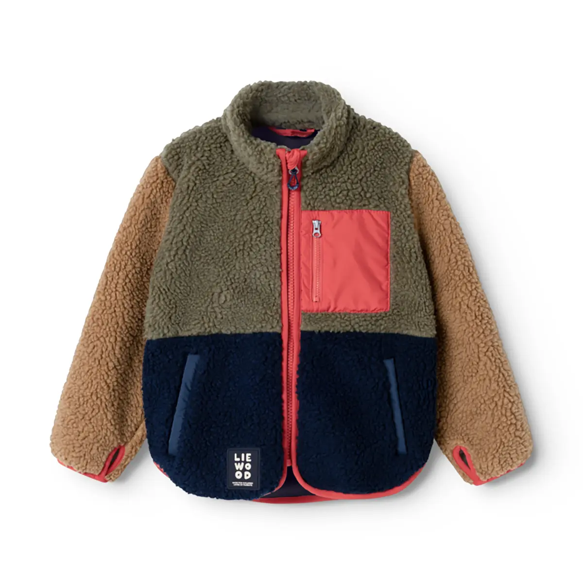 Liewood Nolan Sherpa Jacke für Kinder „Army brown / Multi mix“