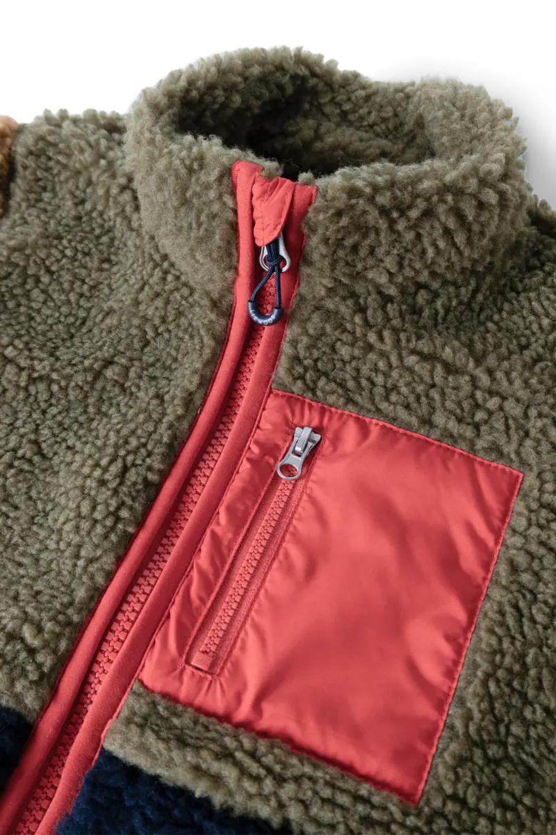 Liewood Nolan Sherpa Jacke für Kinder „Army brown / Multi mix“