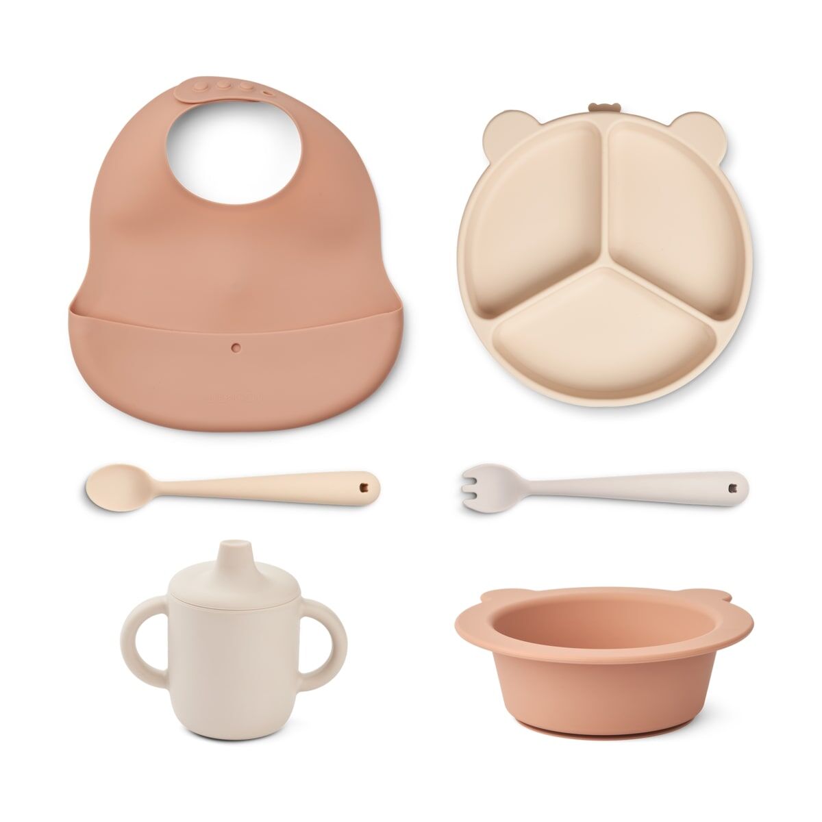 DELISTED Liewood Silikon Geschirr-Set Stina „Mr bear / Tuscany rose multi mix“, 6er-Geschenkset – Bild 2
