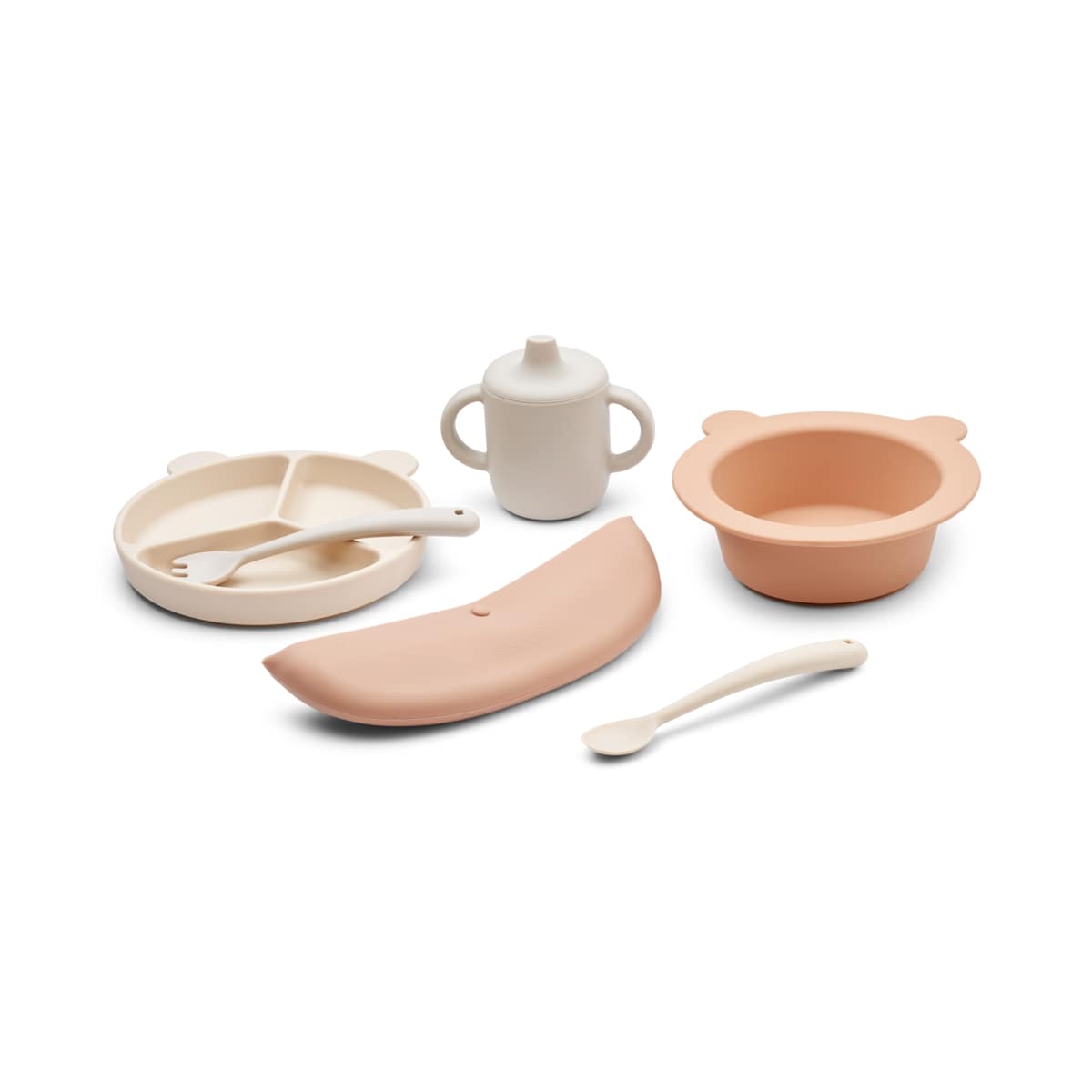 DELISTED Liewood Silikon Geschirr-Set Stina „Mr bear / Tuscany rose multi mix“, 6er-Geschenkset – Bild 3