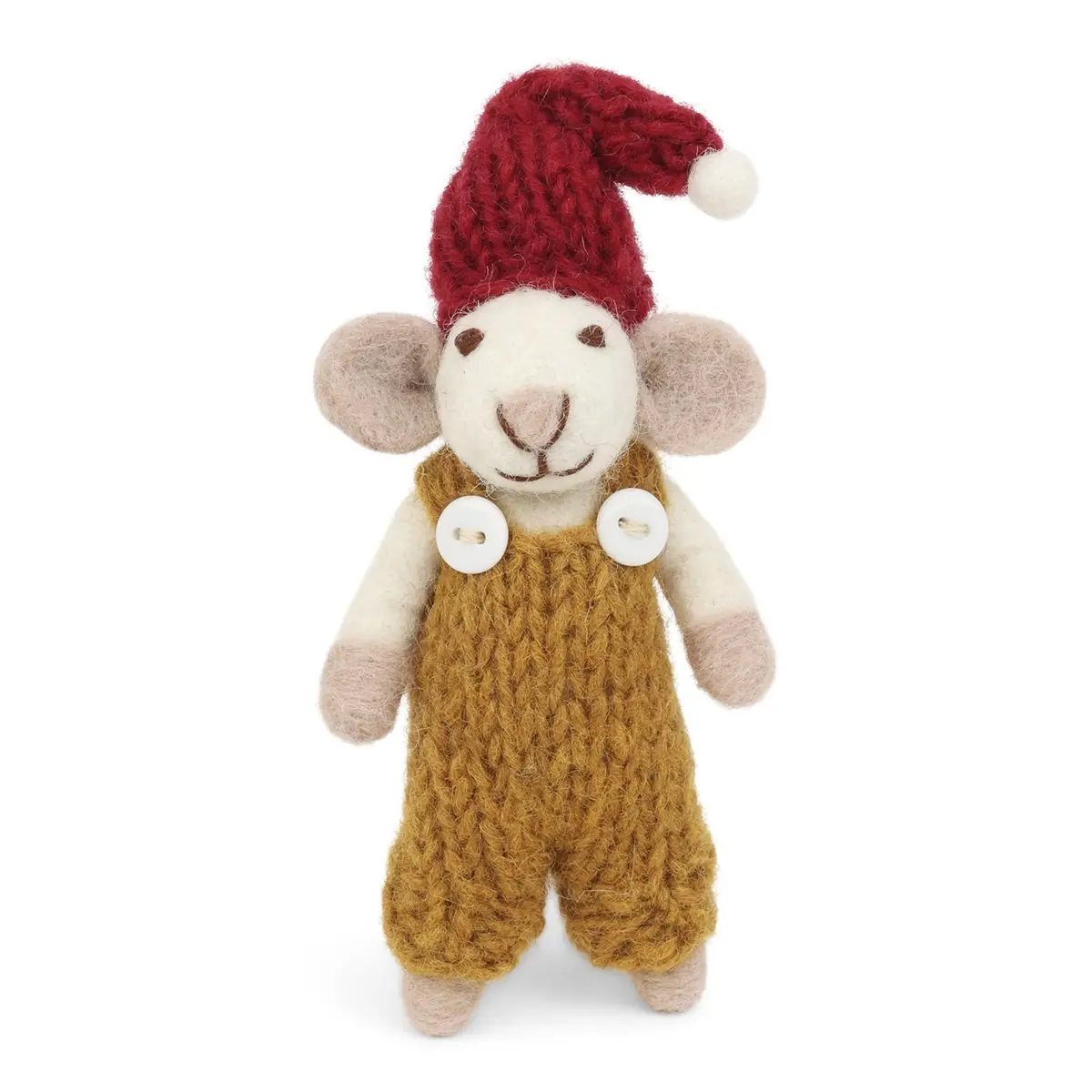 Gry & Sif Weihnachtsmaus „weiße Maus / gold-braune Hose“ 10cm