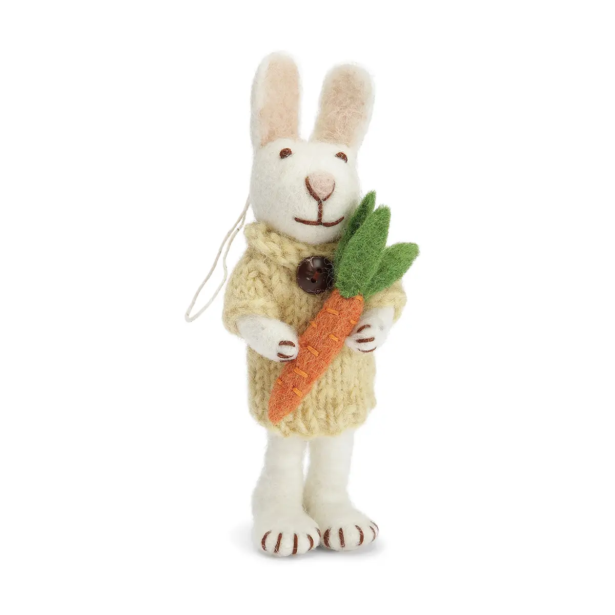 Gry & Sif Hasenfamilie „weißer Hase mit gelbem Kleid und Karotten“ H14cm