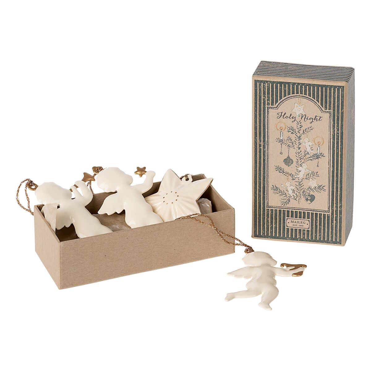 Maileg Weihnachtsbaumschmuck-Set „O holy night“, Metall 01