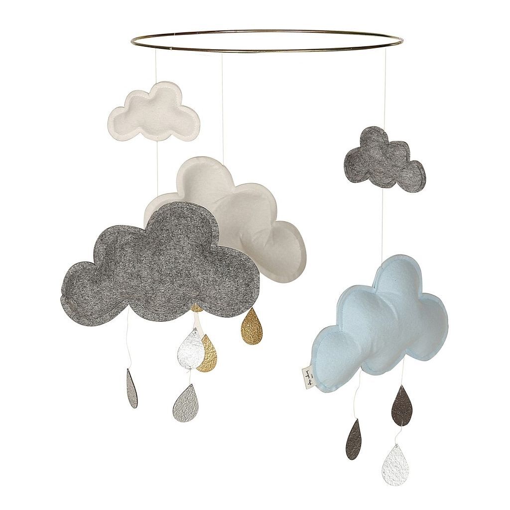DELISTED Konges Sløjd Wolken-Mobile „grau / blau / weiß“, Filz, ø25cm