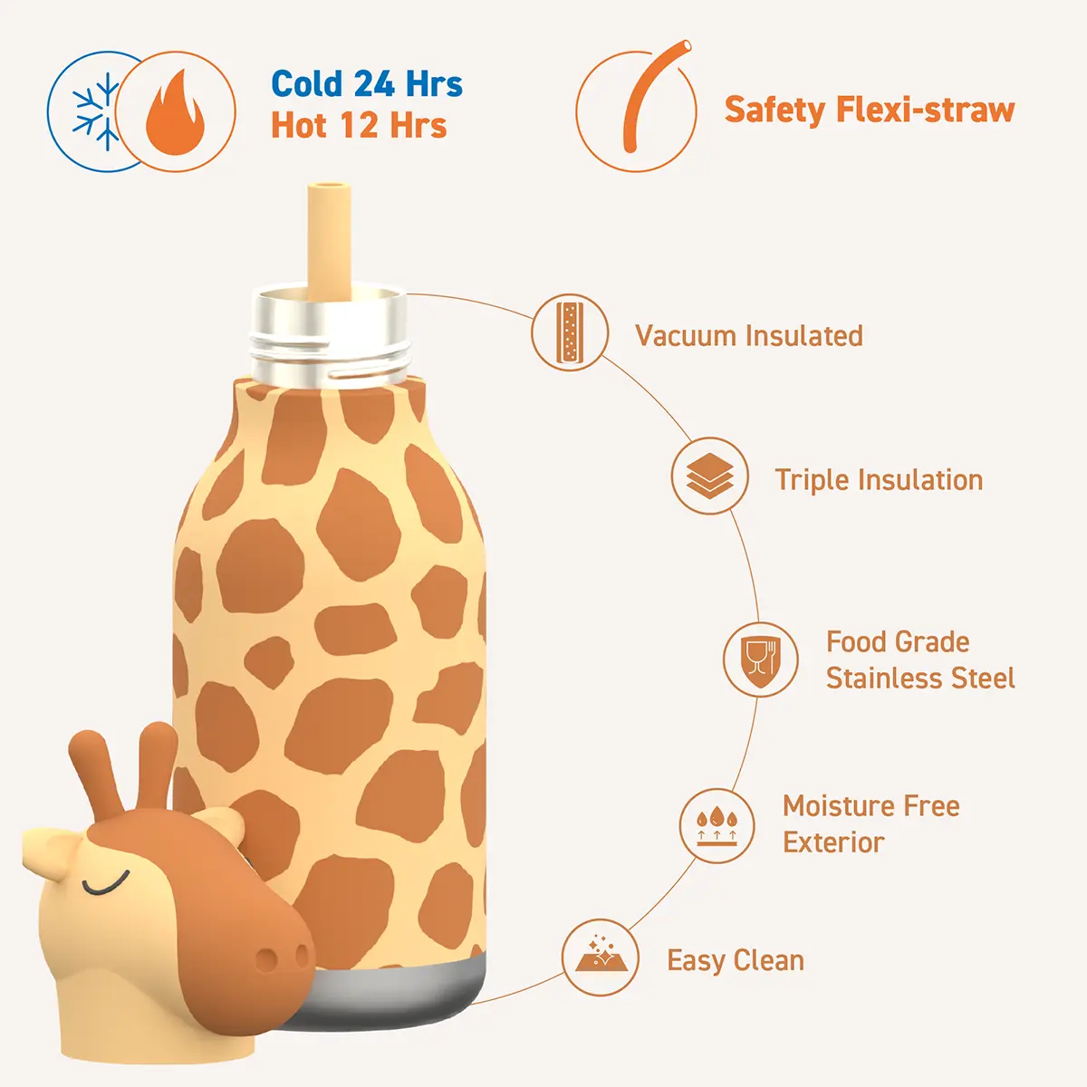 ASOBU Bestie Trinkflasche „Zippy die Giraffe“, 460 ml