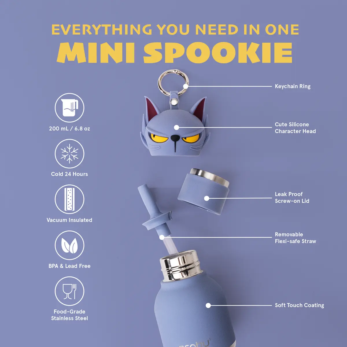 ASOBU Spookie Mini-Trinkflasche „Jinx“, 200 ml – Aufbau und Details