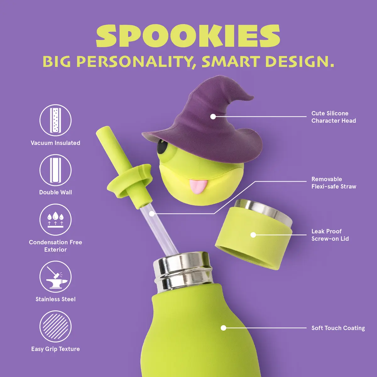 ASOBU Spookie Trinkflasche „Wartilda“, 470 ml – Aufbau und Details