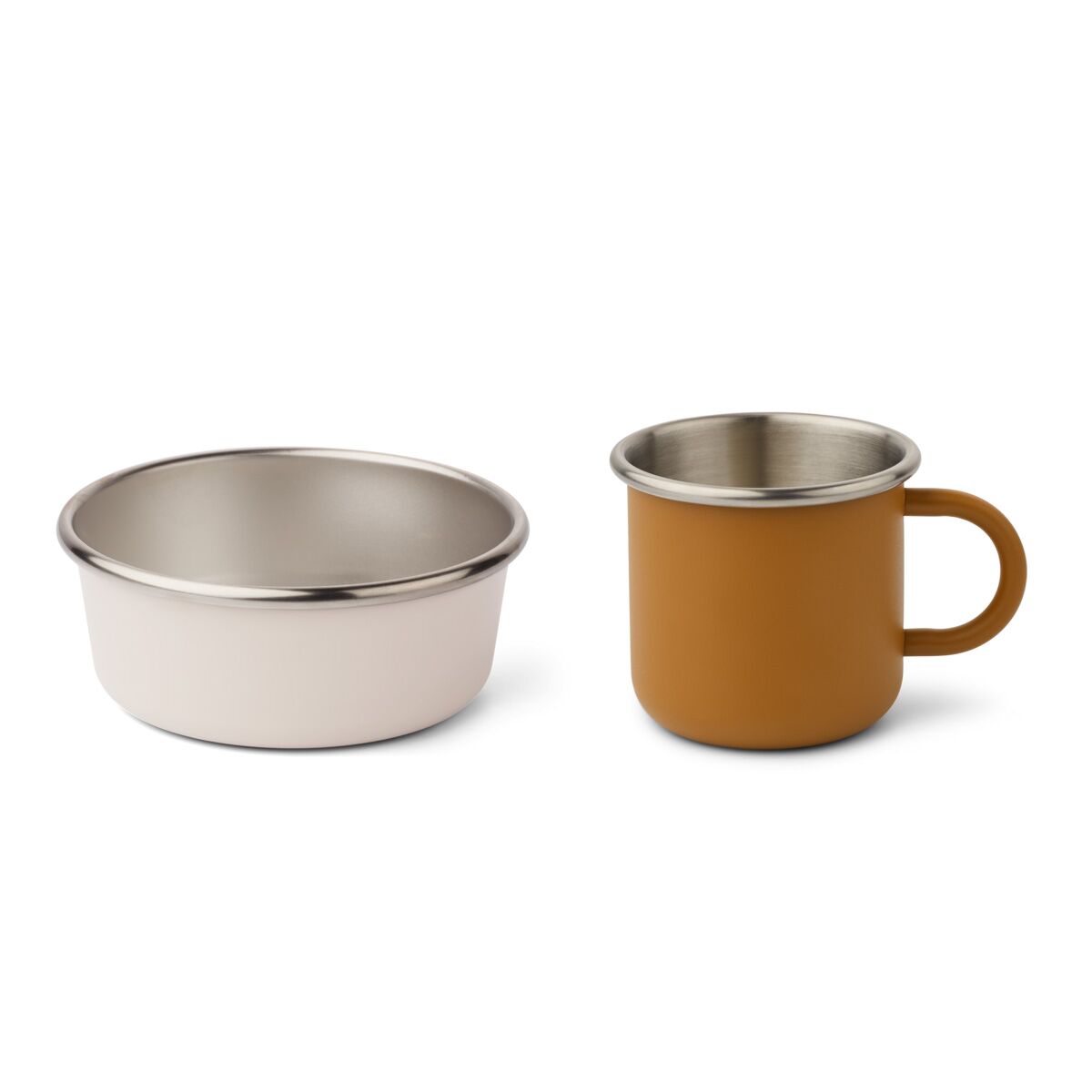 DELISTED Liewood Chandler Kindergeschirr-Set „Golden caramel / sandy mix“ aus Edelstahl, 2er-Set