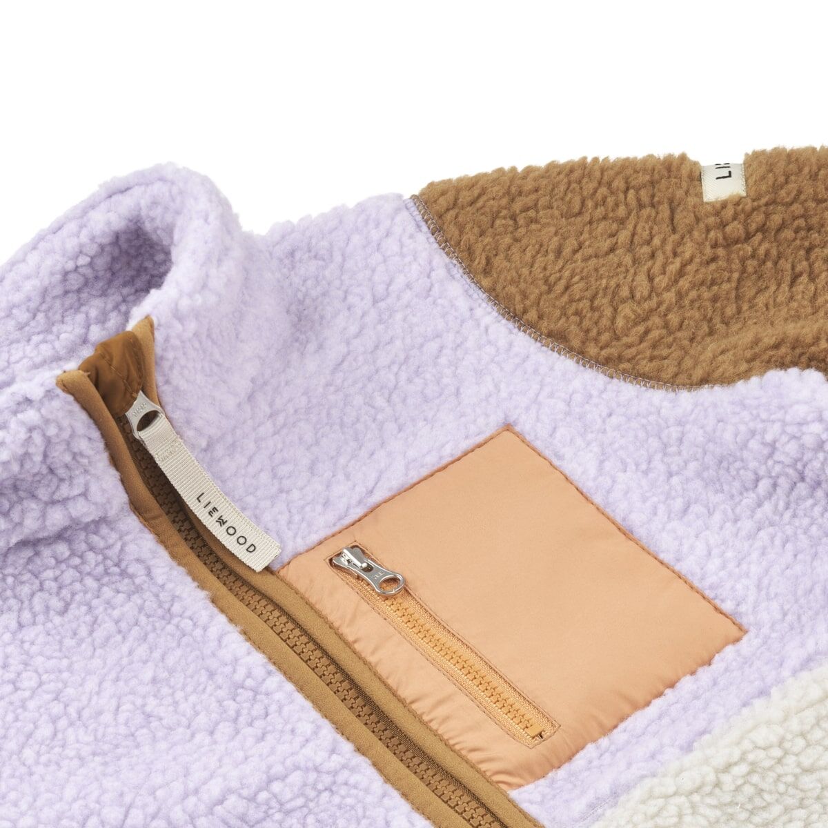 DELISTED Liewood Nolan Sherpa Jacke für Kinder „Golden caramel / Misty lilac“ – Bild 3