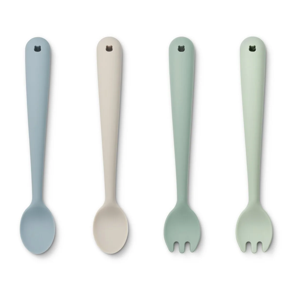 Liewood Babybesteck-Set Shea „Dusty mint multi mix“ aus Silikon, 4-teilig