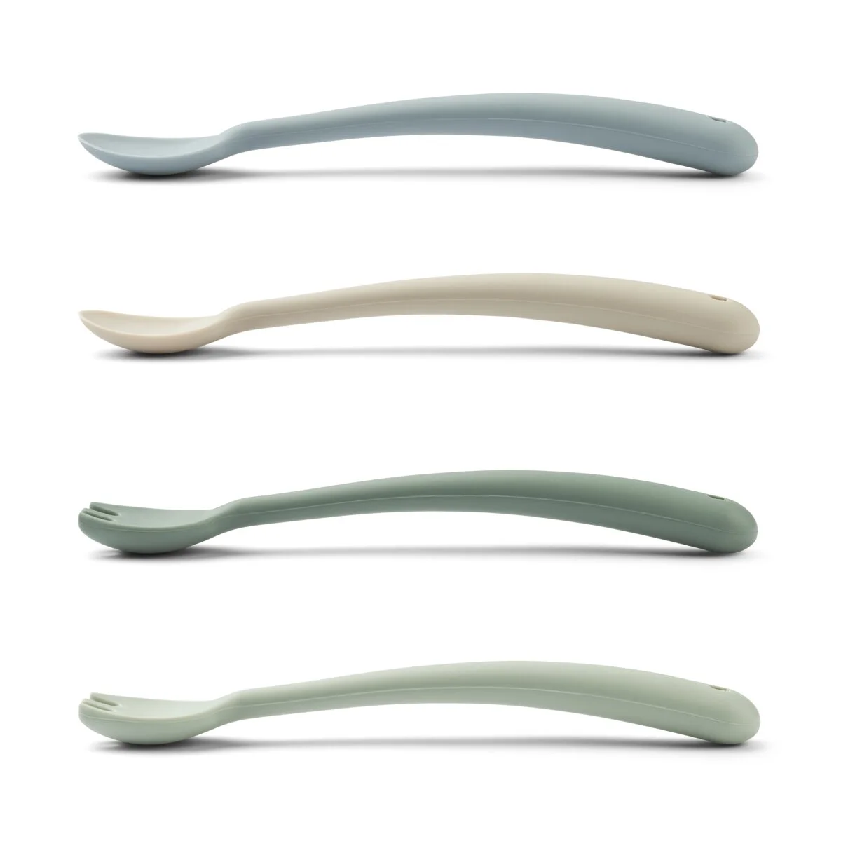 Liewood Babybesteck-Set Shea „Dusty mint multi mix“ aus Silikon, 4-teilig