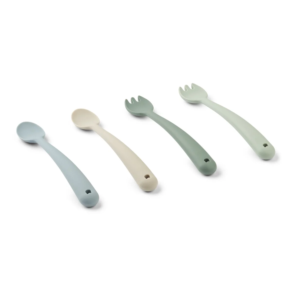 Liewood Babybesteck-Set Shea „Dusty mint multi mix“ aus Silikon, 4-teilig