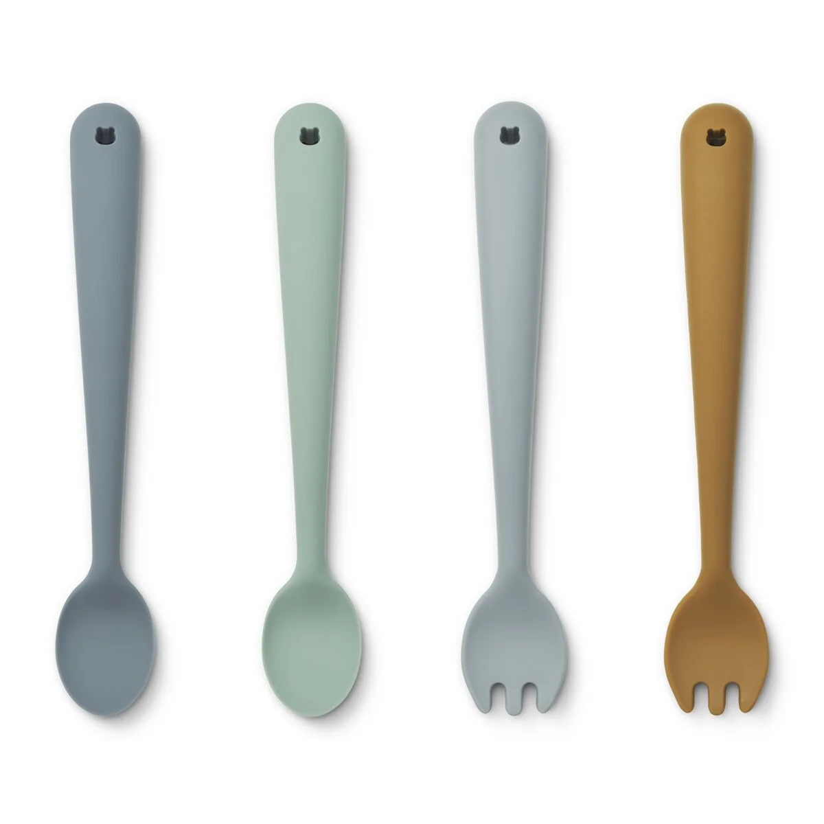 Liewood Babybesteck-Set Shea „Whale blue multi mix“ aus Silikon, 4-teilig
