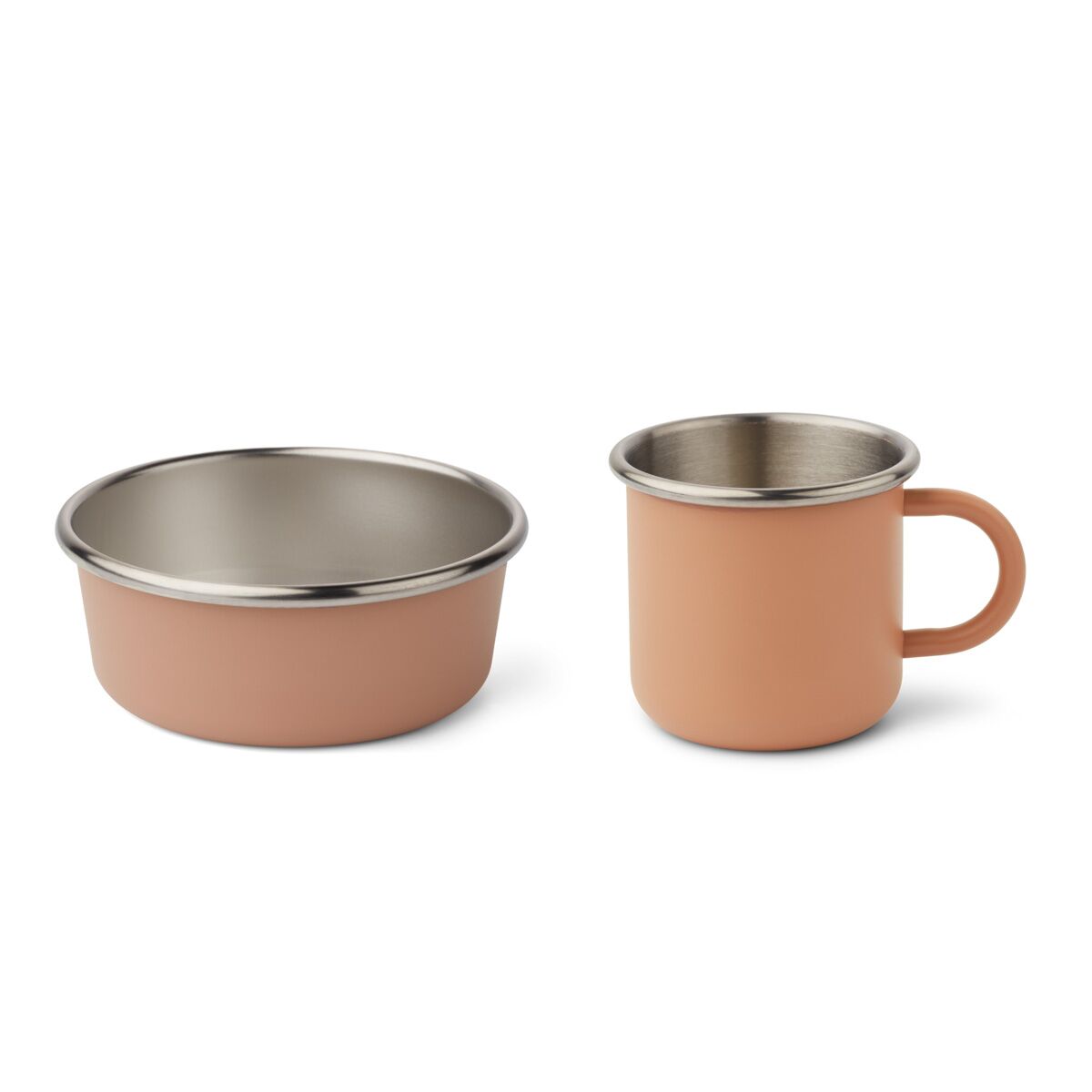 DELISTED Liewood Chandler Kindergeschirr-Set „Tuscany rose / pale tuscany mix“ aus Edelstahl, 2er-Set
