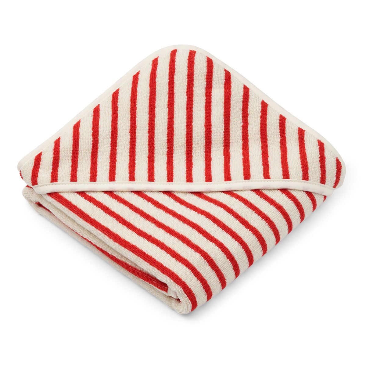 DELISTED Liewood Kapuzenhandtuch Alba „Apple red / creme“, gestreift, 70x70cm