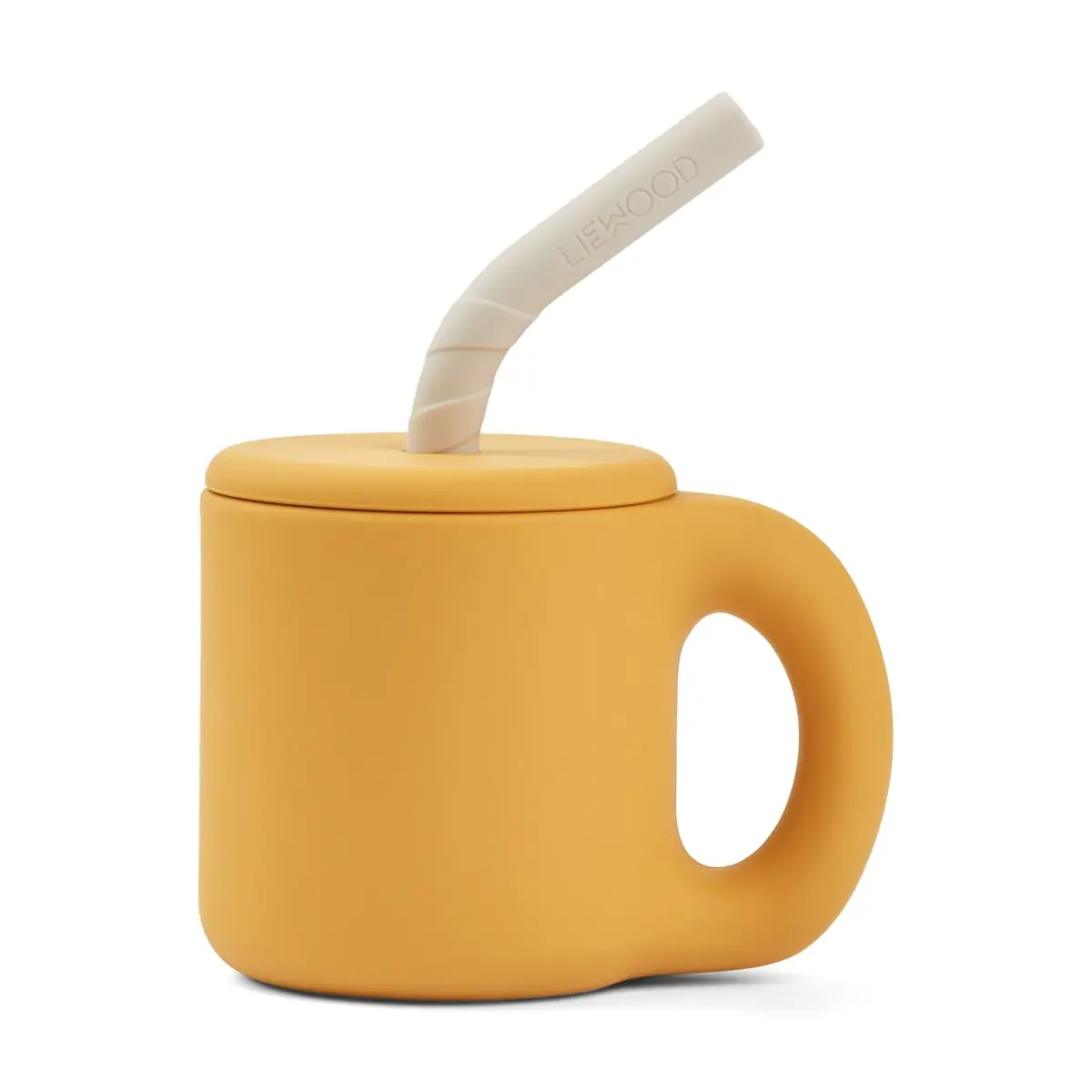 Liewood Silikon Becher Jenna „Yellow mellow / Sandy“ mit Trinkhalm