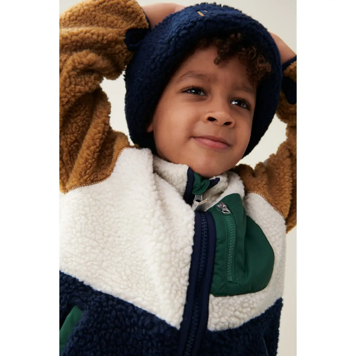 Liewood Nolan Sherpa Jacke für Kinder „Classic navy multi mix“