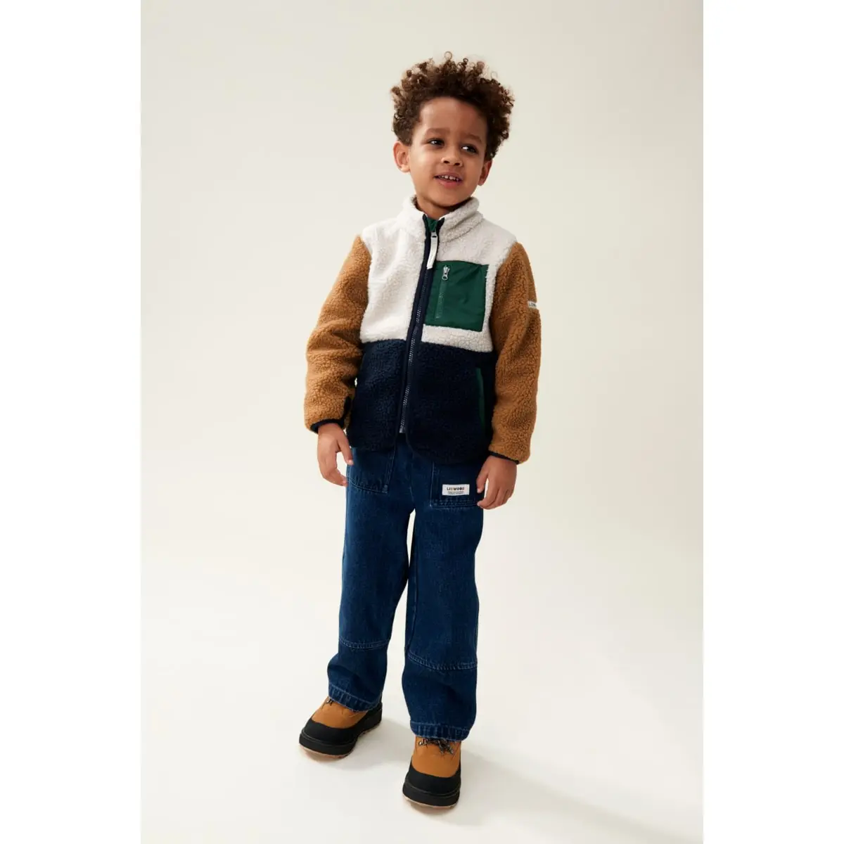Liewood Nolan Sherpa Jacke für Kinder „Classic navy multi mix“