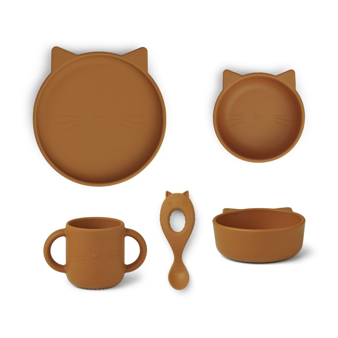 Liewood Vivi Silikon Geschirr-Set „Cat mustard“