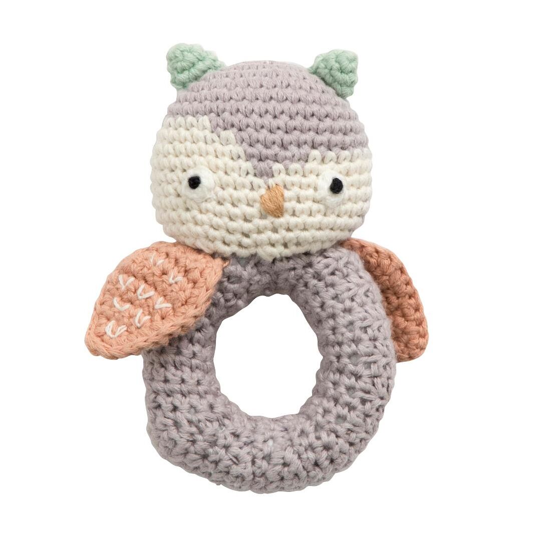 Sebra Häkel-Rassel Blinky die Eule „raindrop grey“ 01