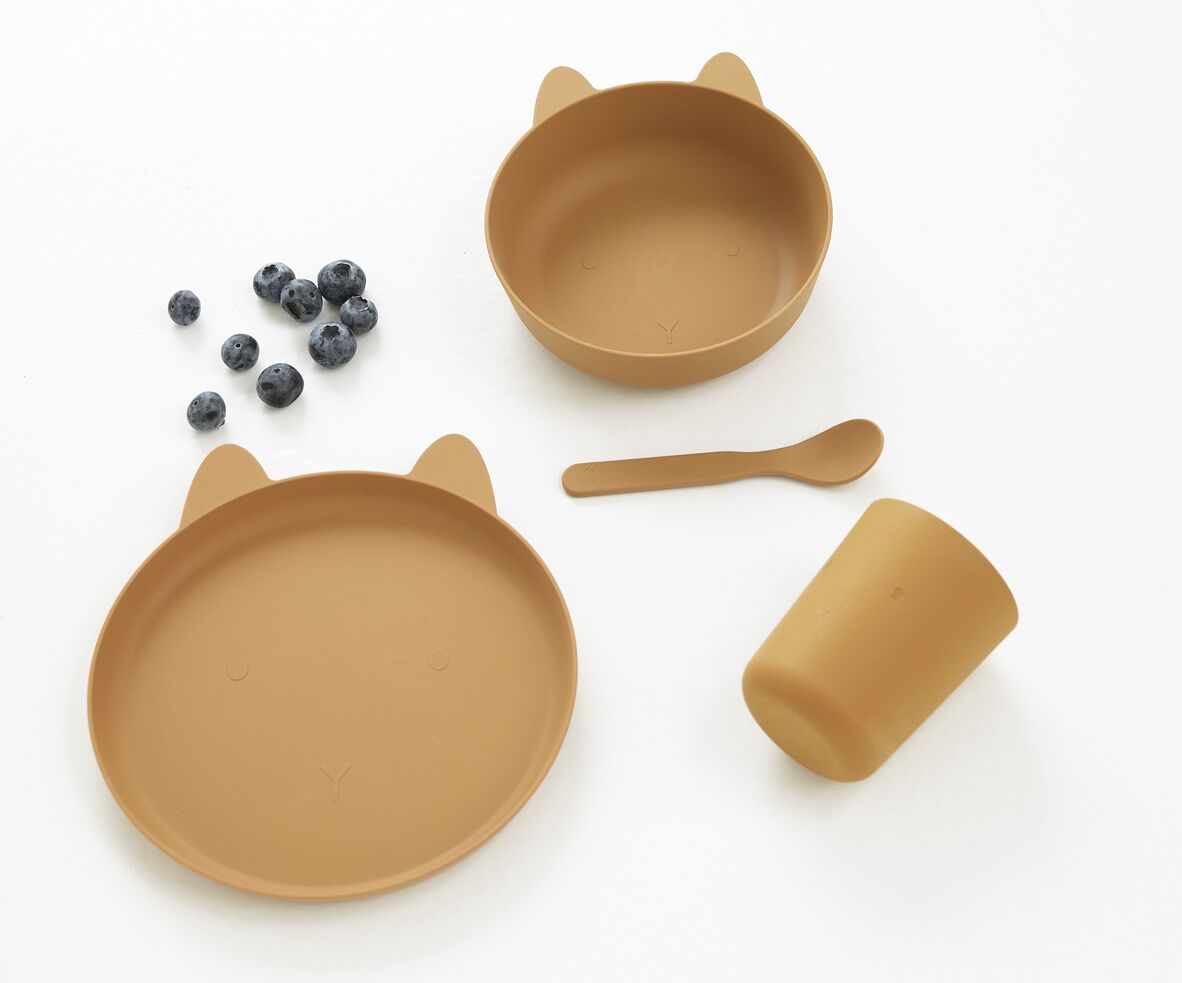 DELISTED Liewood Paul Kindergeschirr-Set aus PLA „Rabbit mustard“, 4-teilig, Bio-Kunststoff – Bild 3