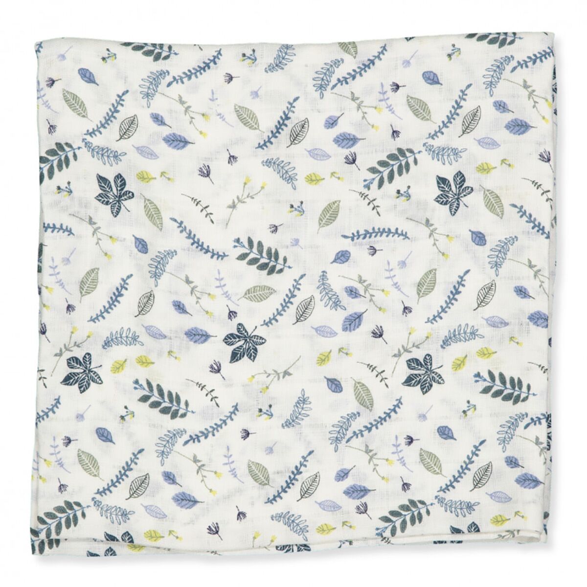 Cam Cam Wickeltuch „Pressed Leaves Blue“, GOTS, 120x120cm 02