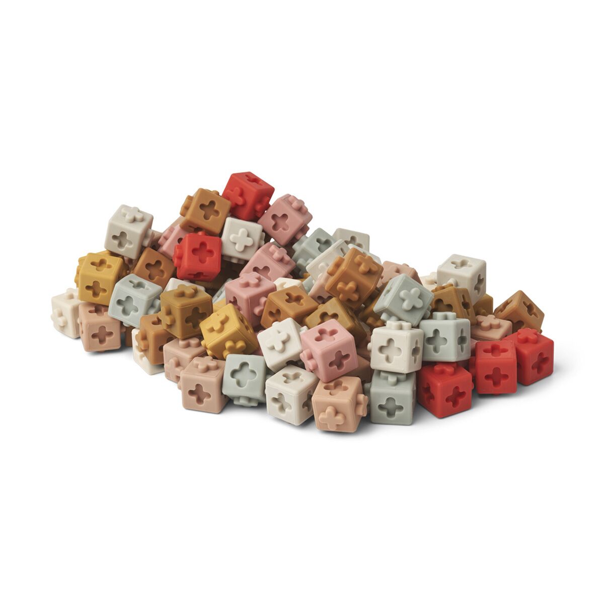 DELISTED Liewood Silikon Würfel-Bausteine Links „Dusty raspberry multi mix“, 100-teilig