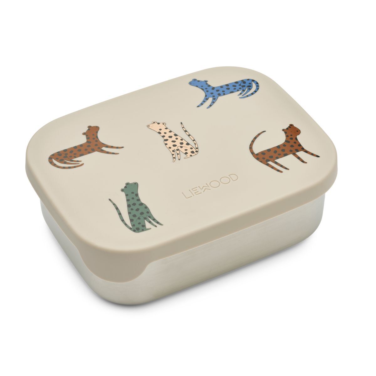 Liewood Arthur Lunchbox „Leopard multi mix“, Edelstahl mit Silikon-Deckel 01