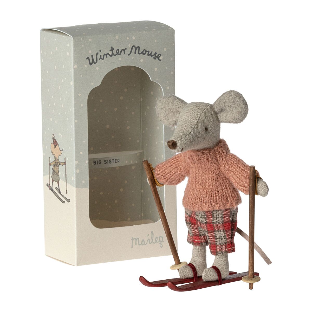 Maileg Große Schwester Wintermaus mit Ski, H13cm – Bild 2
