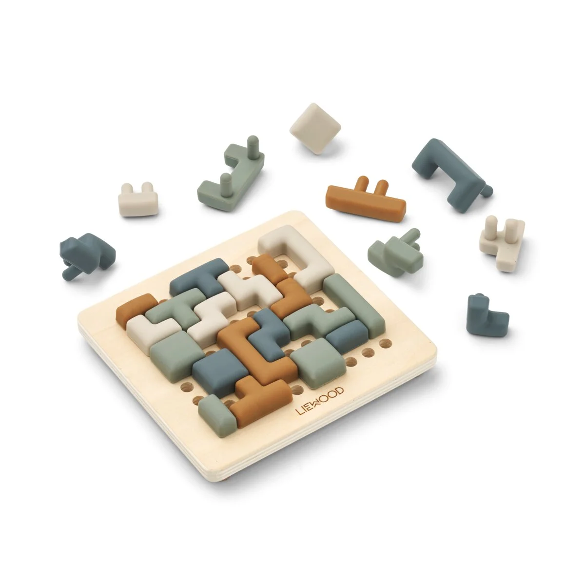 Liewood Steckpuzzle Lonzo „Faune green multi mix“, Holz / Silikon, 28-teilig