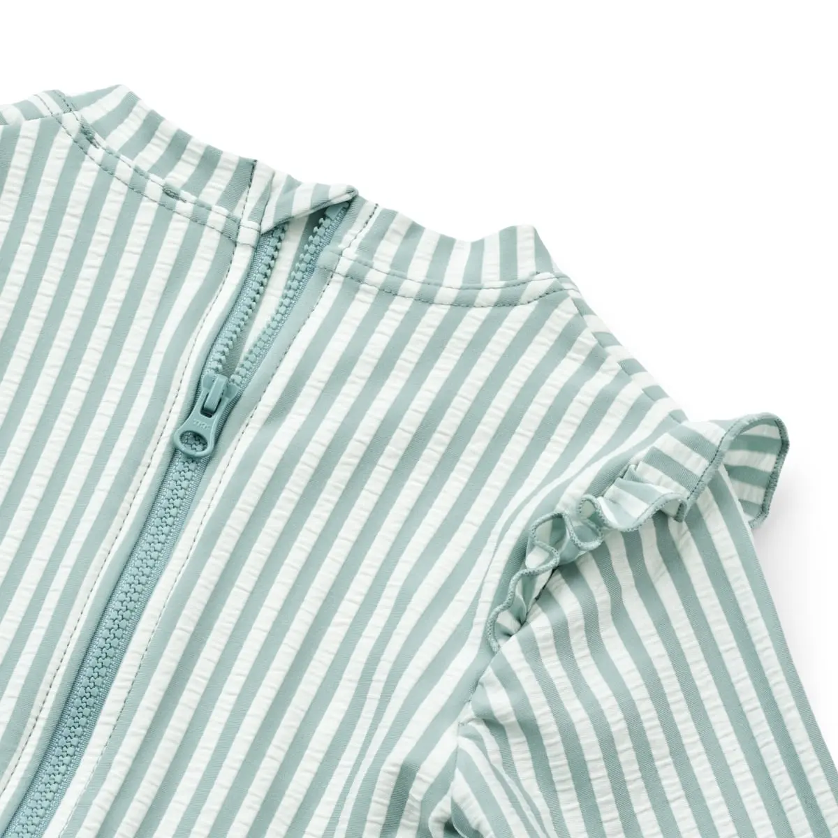 Liewood Kinder Badeanzug Sille „Sea blue / white“, Seersucker