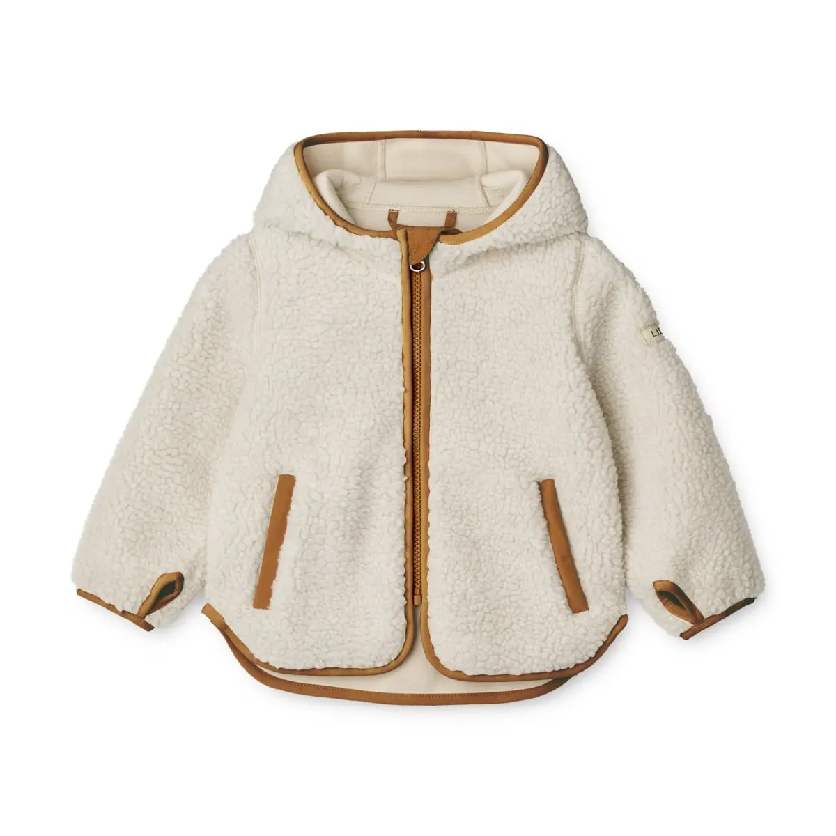 Liewood Mara Sherpa Jacke mit Kapuze und Ohren „Sandy / golden caramel mix“