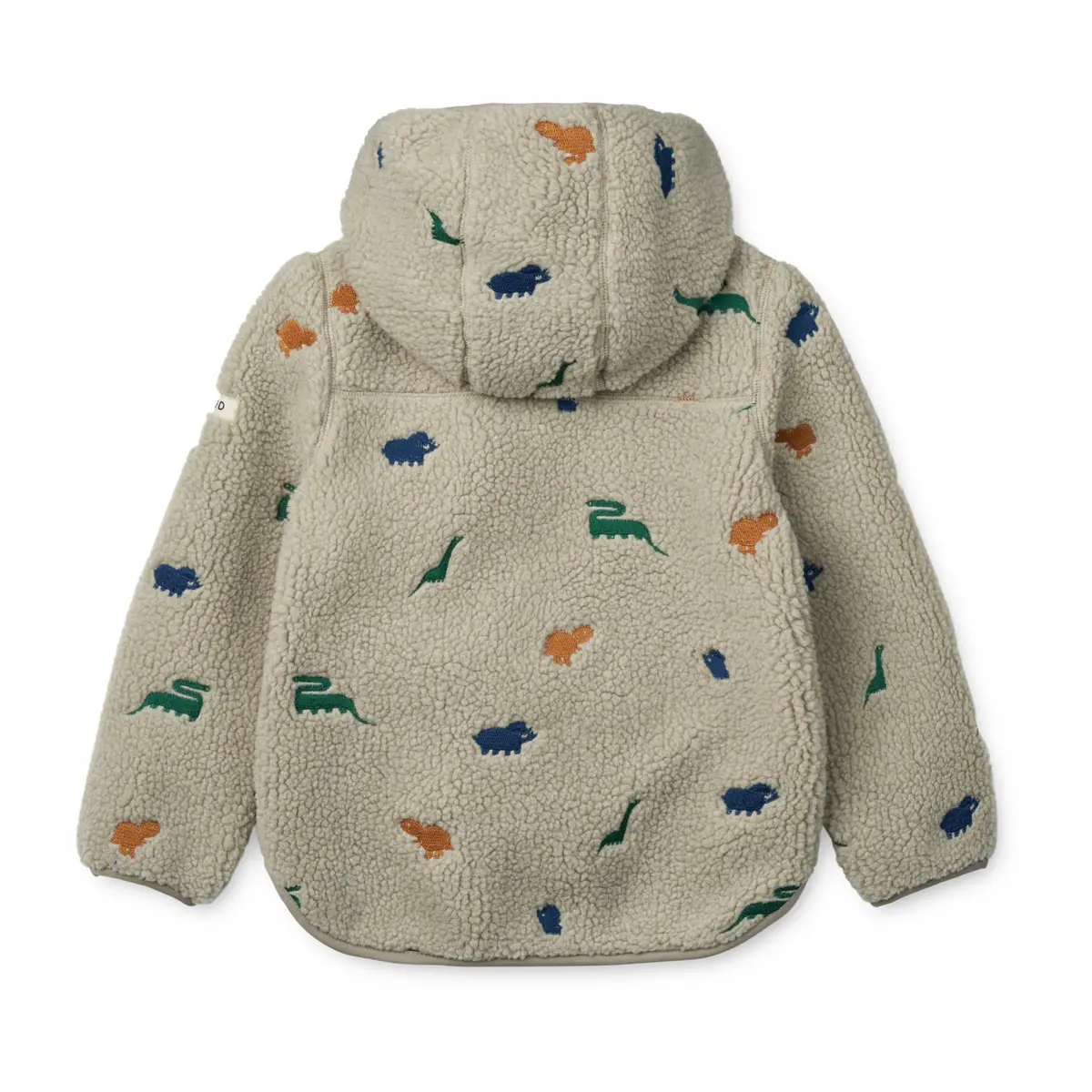Liewood Mara Sherpa Jacke mit Kapuze und Ohren „Dino / Nebelgrau embroidery“