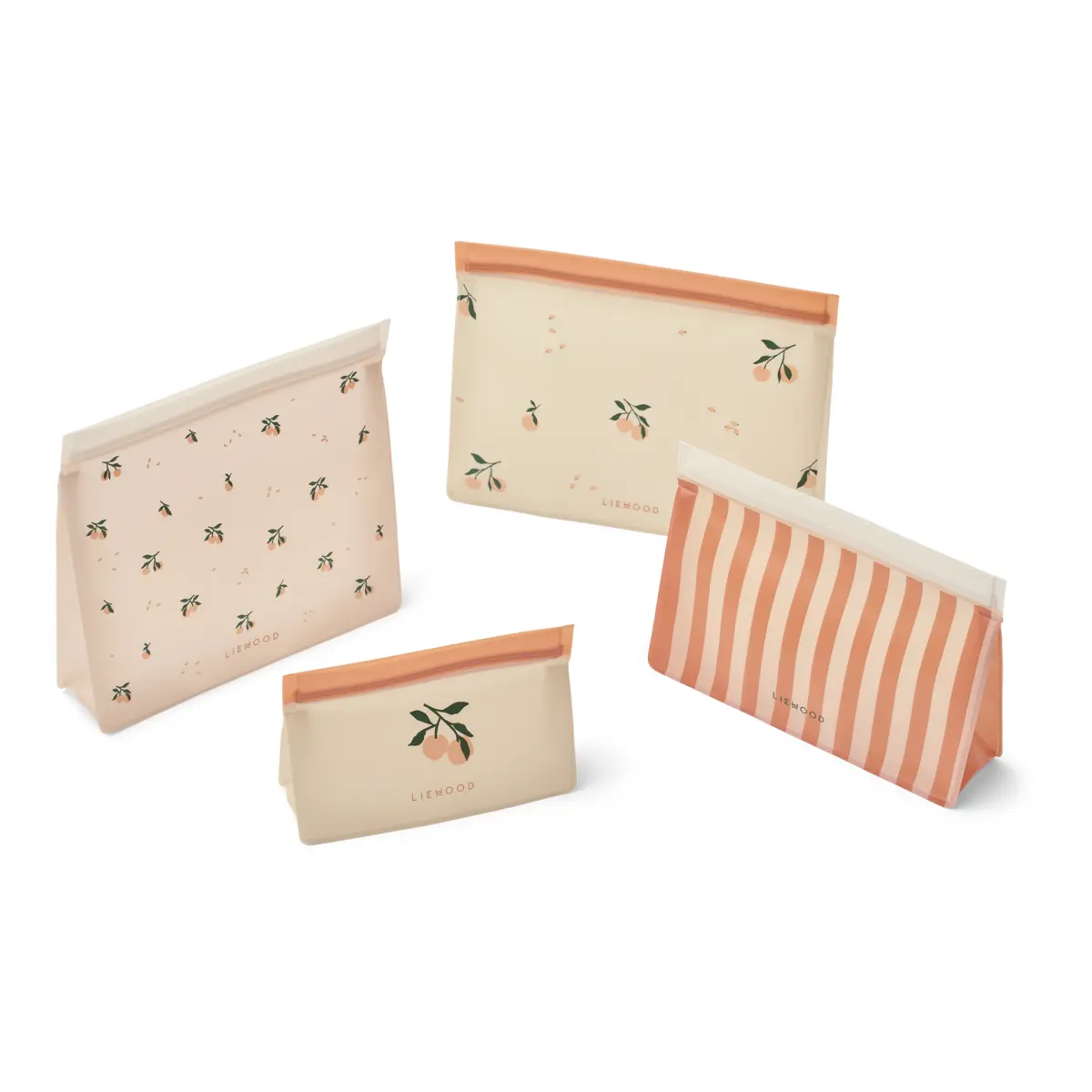 Liewood Mehrweg-Lebensmittelbeutel-Set Keith „Peach / Sea shell“ 4-teilig