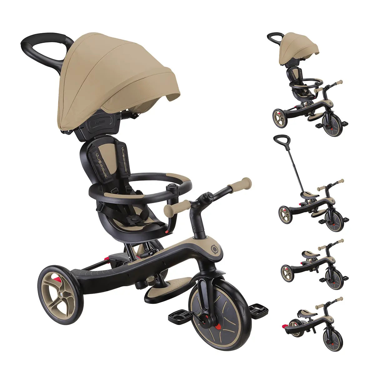 Globber Trike Explorer 4-in-1 – Sand, 10M-5J, mitwachsendes Dreirad (neue Version)