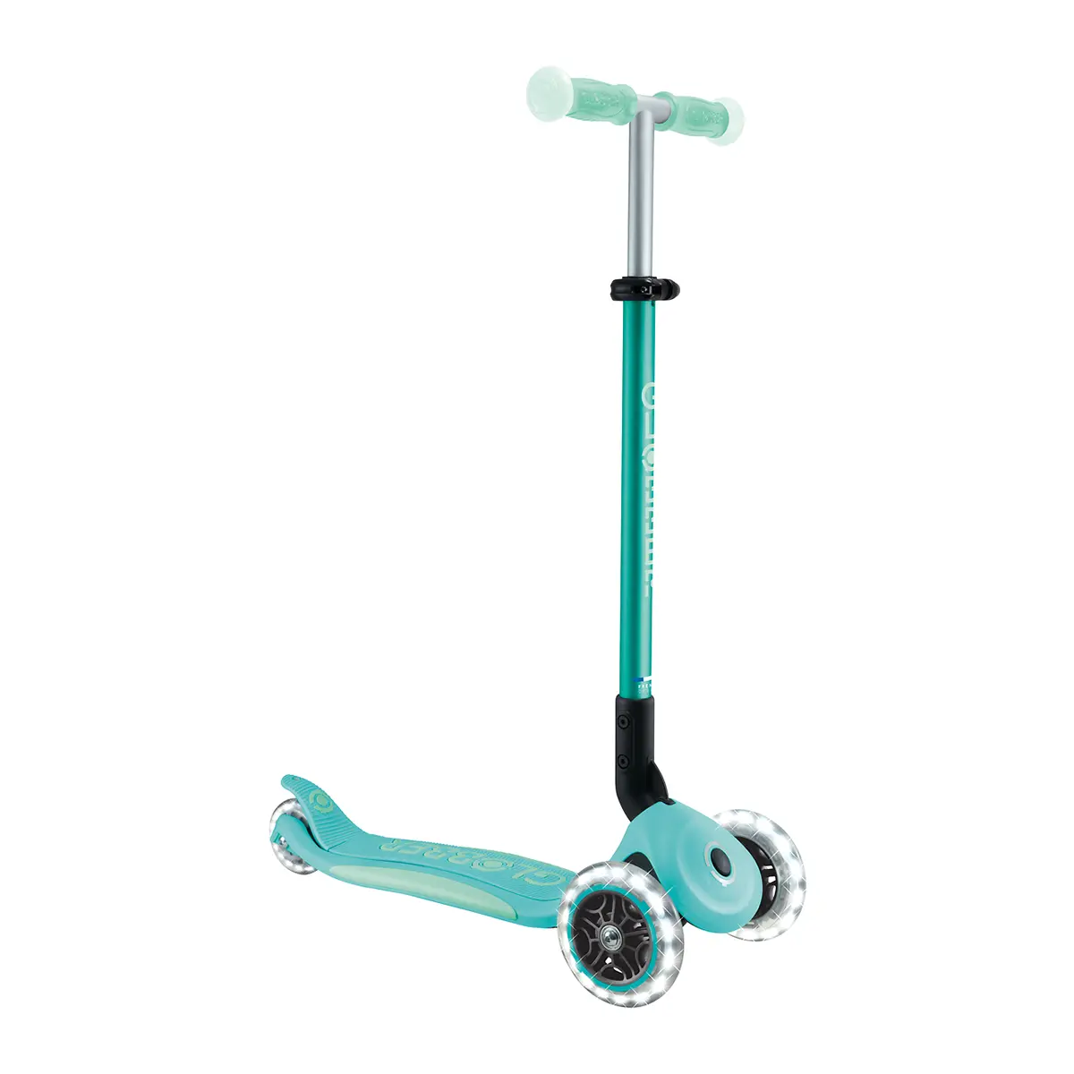 Globber Roller Elite Glow Lights mit Leuchtrollen – Dunkelmint, ab 3 Jahre