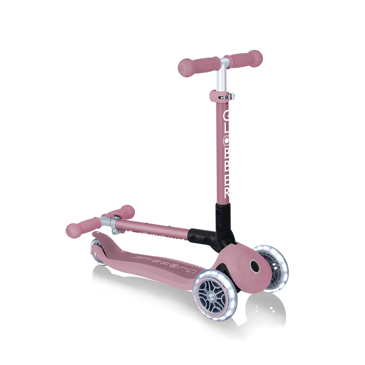 Globber Roller Junior Foldable Lights ECO mit Leuchtrollen – Beere, 2-6 Jahre, Modell 2025