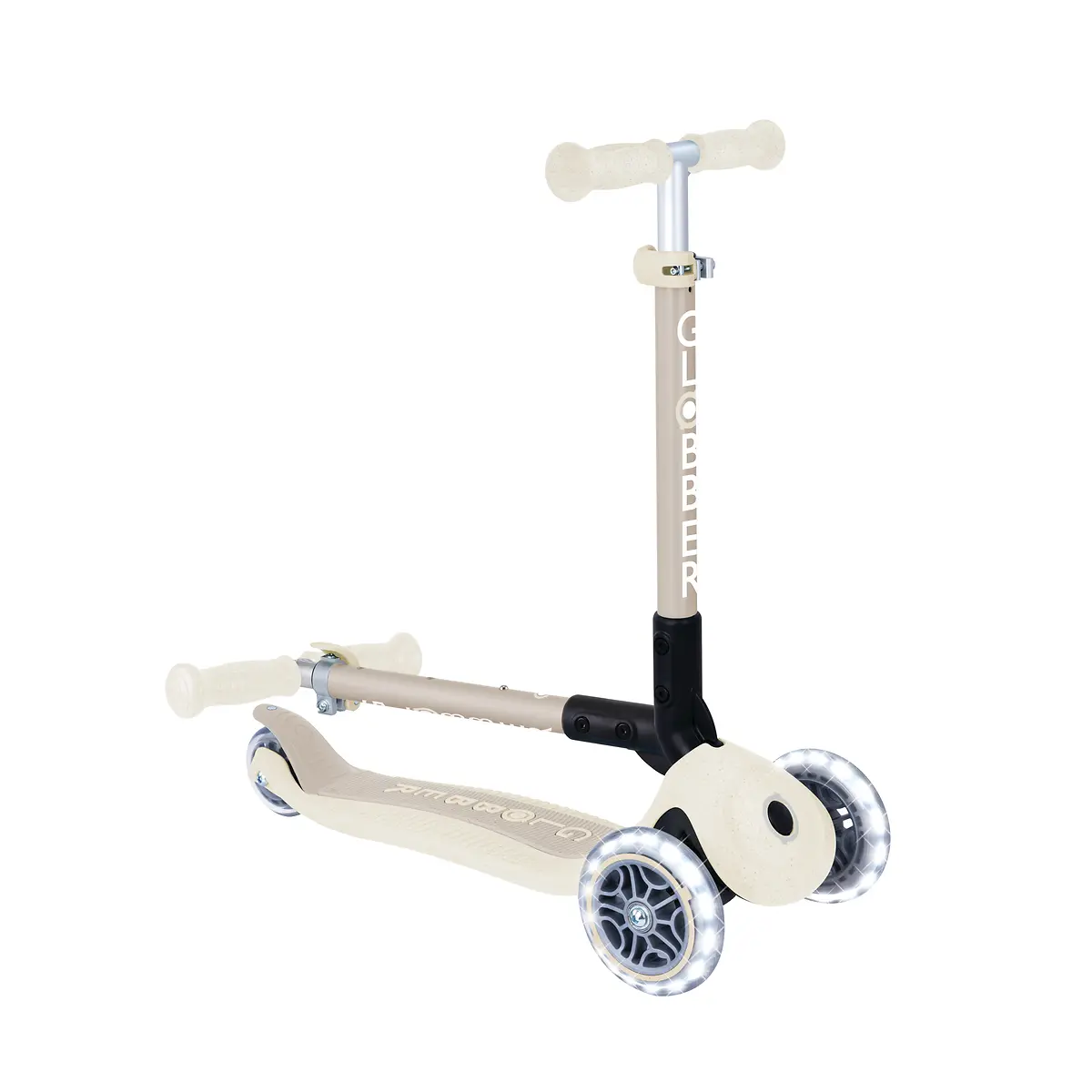 Globber Roller Junior Foldable Lights ECO mit Leuchtrollen – kokos weiß, 2-6 Jahre