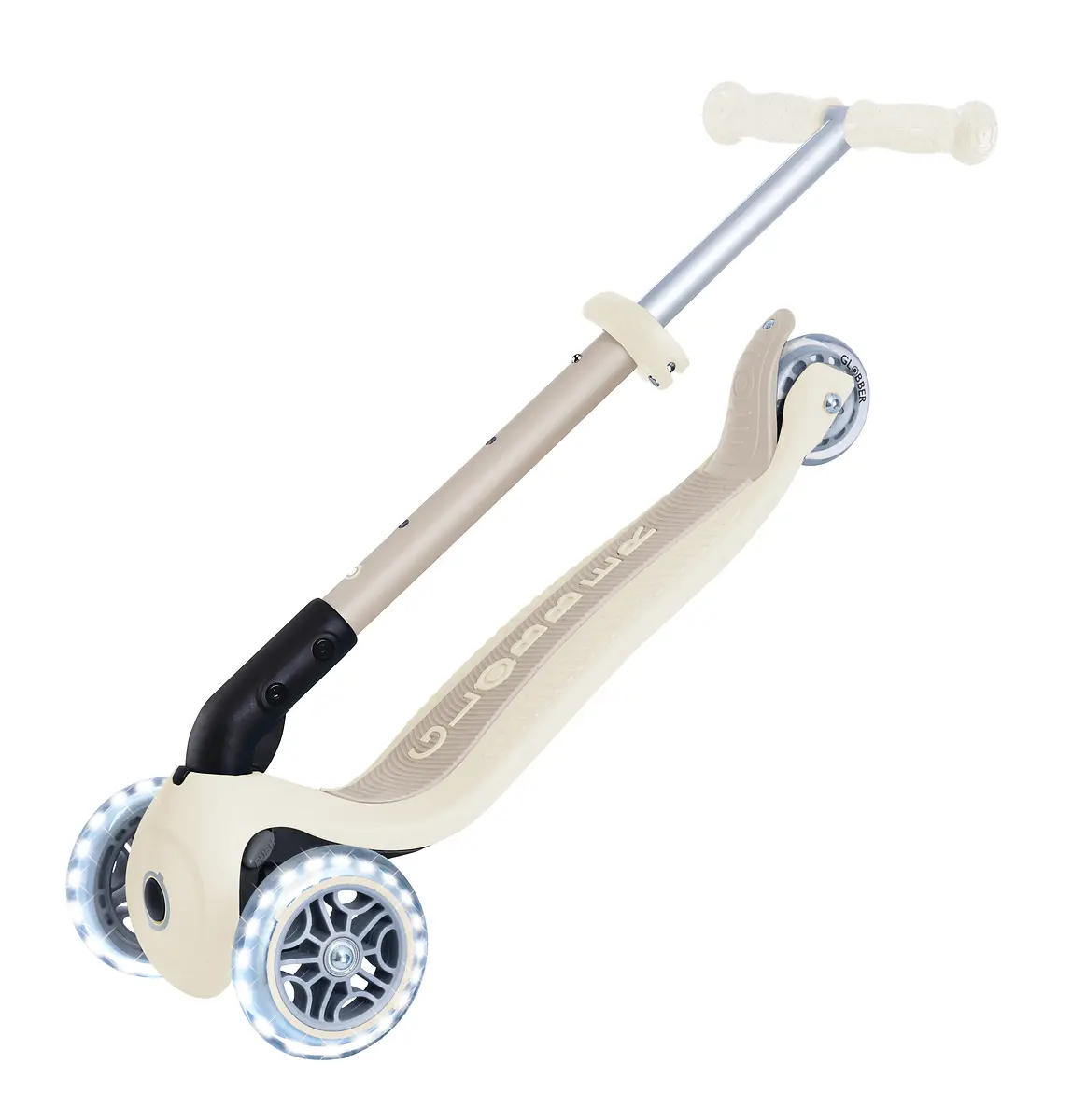Globber Roller Junior Foldable Lights ECO mit Leuchtrollen – kokos weiß, 2-6 Jahre
