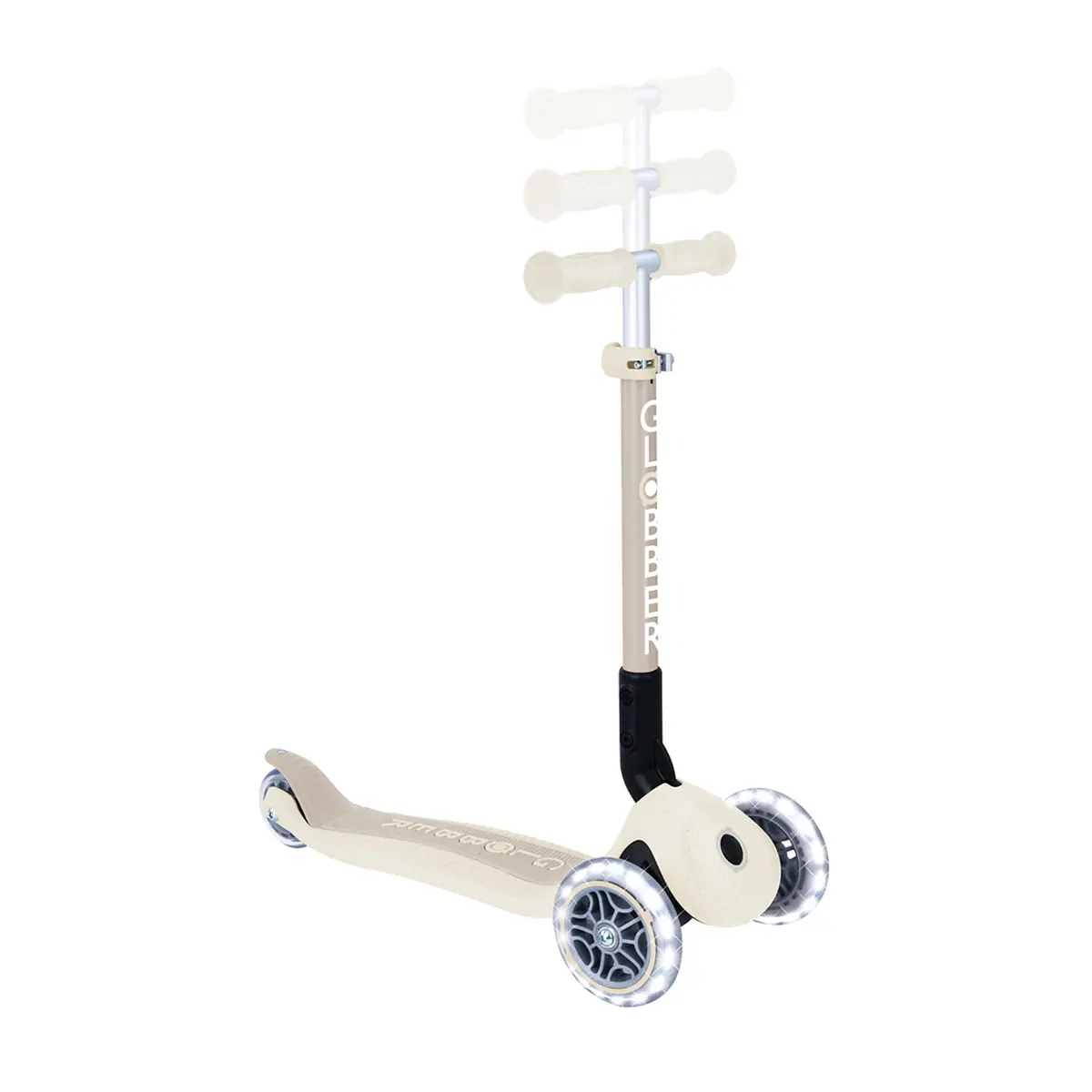 Globber Roller Junior Foldable Lights ECO mit Leuchtrollen – kokos weiß, 2-6 Jahre