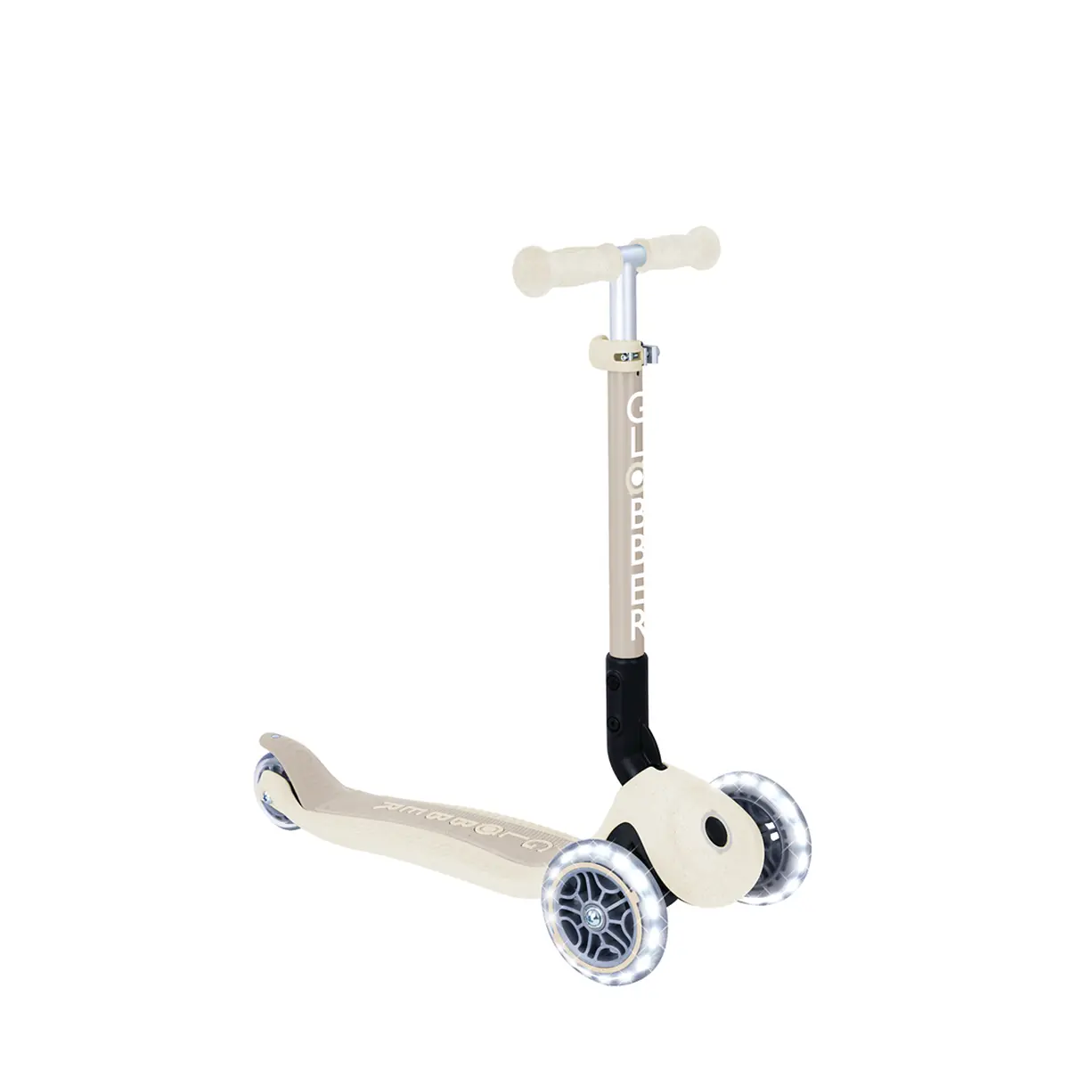 Globber Roller Junior Foldable Lights ECO mit Leuchtrollen – kokos weiß, 2-6 Jahre