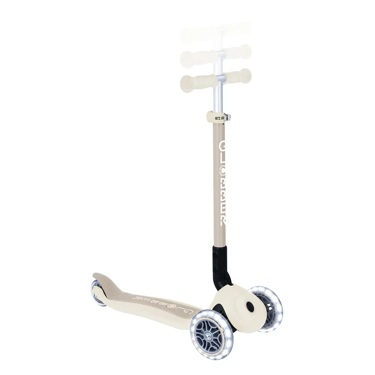 Globber Roller Primo Foldable Plus Lights ECO mit Leuchtrollen – Kokos-Weiß, 3-9 Jahre