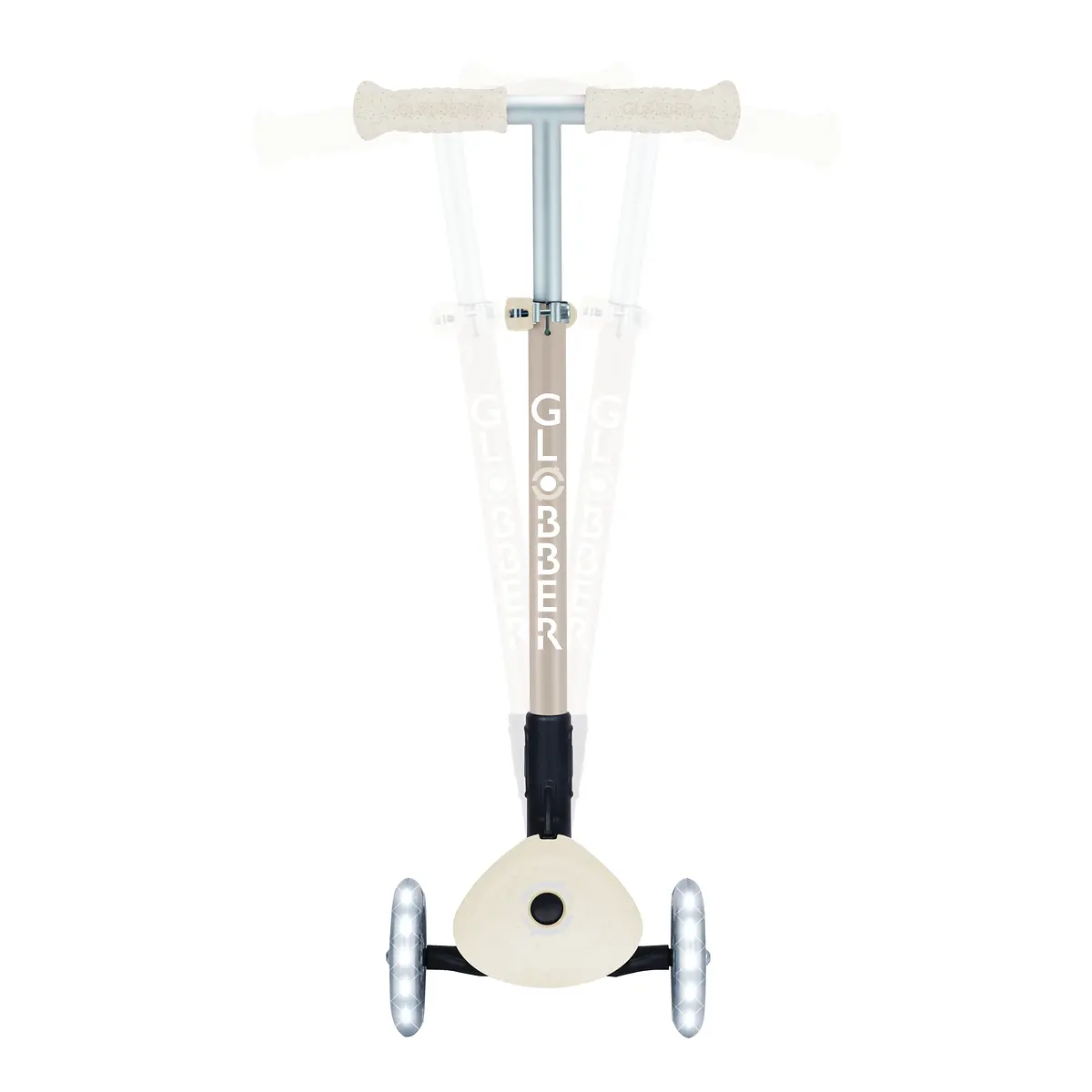Globber Roller Primo Foldable Plus Lights ECO mit Leuchtrollen – Kokos-Weiß, 3-9 Jahre
