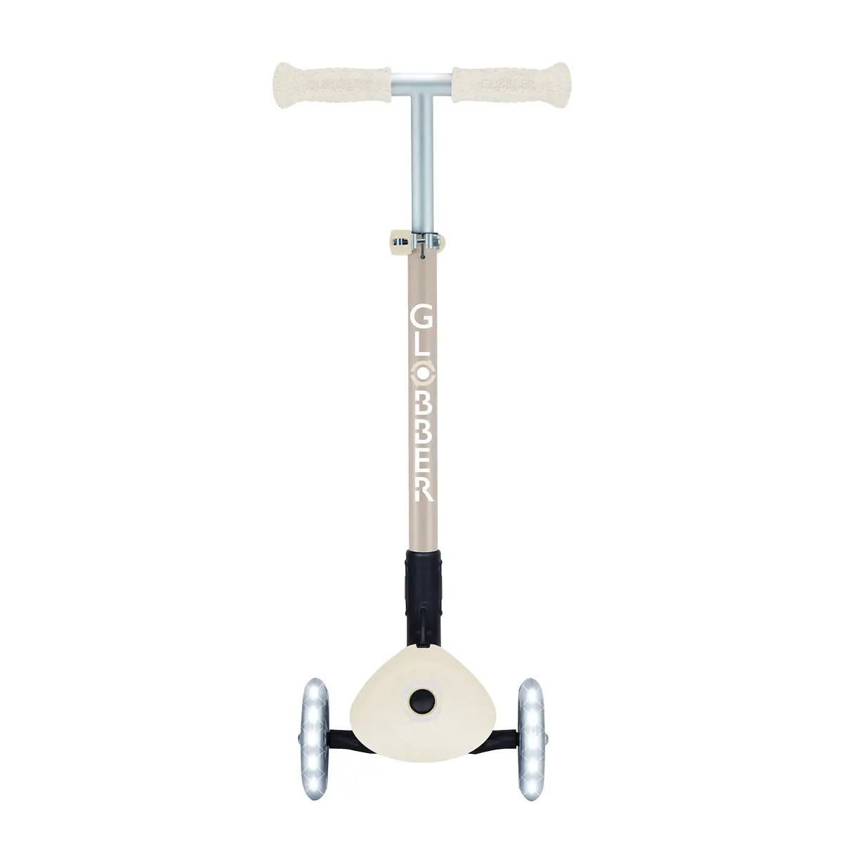 Globber Roller Primo Foldable Plus Lights ECO mit Leuchtrollen – Kokos-Weiß, 3-9 Jahre