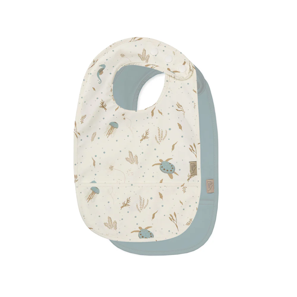 Cam Cam Lätzchen mit Auffangtasche „Sea Garden“, 2er-Set, L36cm