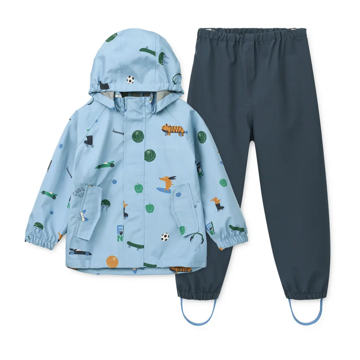 Liewood Softshell Regenbekleidungs-Set Pedia „Fun / Beach blue“