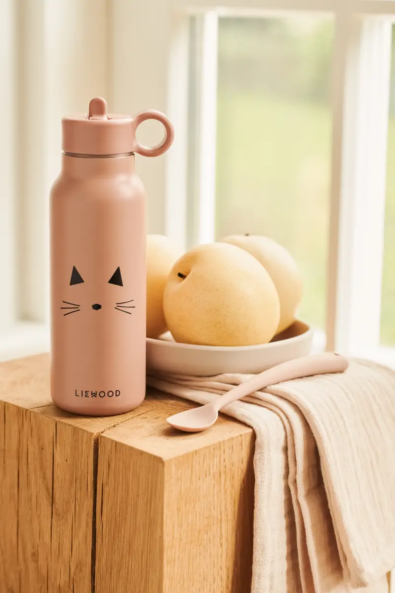 Liewood Falk Edelstahl Trinkflasche „Cat dark rose 350ml, Medium 1